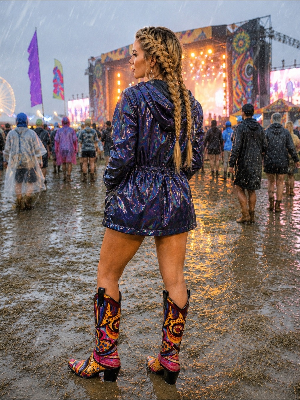 Nomad Yippy “Monet” Western Rain Boots – Size 7 ☔🤠🌈